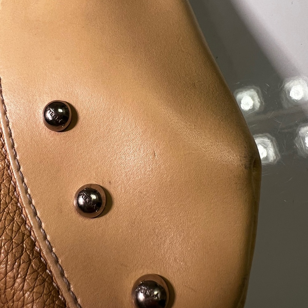 Furla Vintage Buttercup Pebbled Leather Shoulder Bag Hobo 16”x12” Preowned - Picture 6 of 16